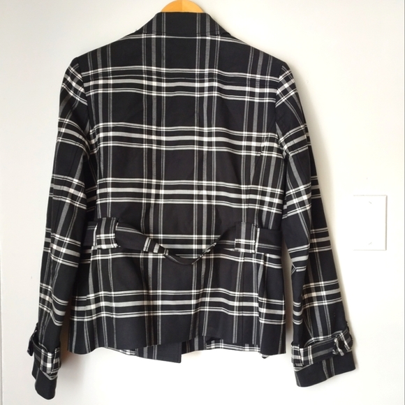 Jones New York Signature Black & White Plaid Belted Button-Up Jacket - Picture 3 of 10